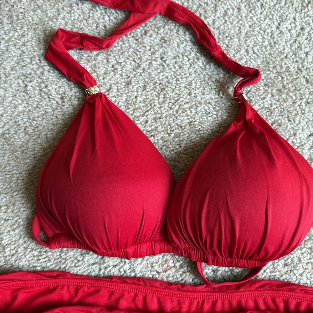 Lauren Ralph Lauren Red Swimwear bikini swim bathing suit size 14 - Picture 3 of 8